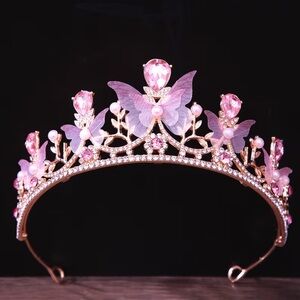 Pink & Blue Butterfly 2pc Tiara Set